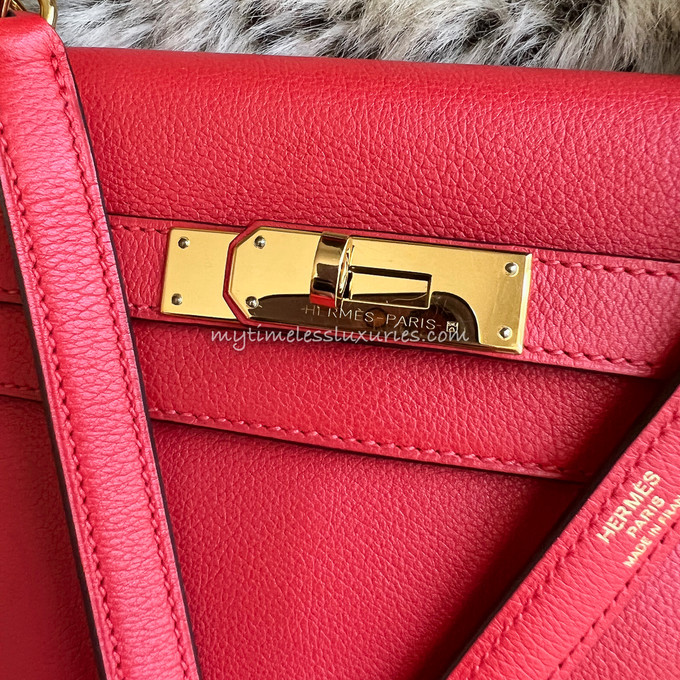 HERMES Kelly 28 Rouge Tomate Evercolor Gold Hw - Timeless Luxuries