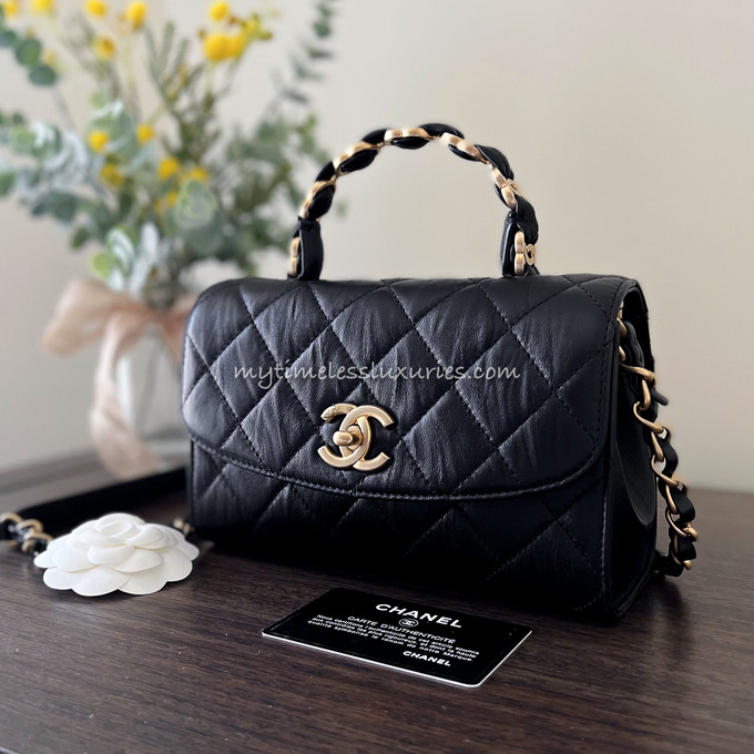CHANEL 21S Black Calfskin Mini Top Handle Bag *New - Timeless Luxuries