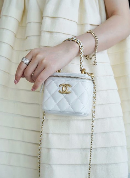 Chanel Calfskin Quilted Mini Perfect Fit Vanity Case With Chain