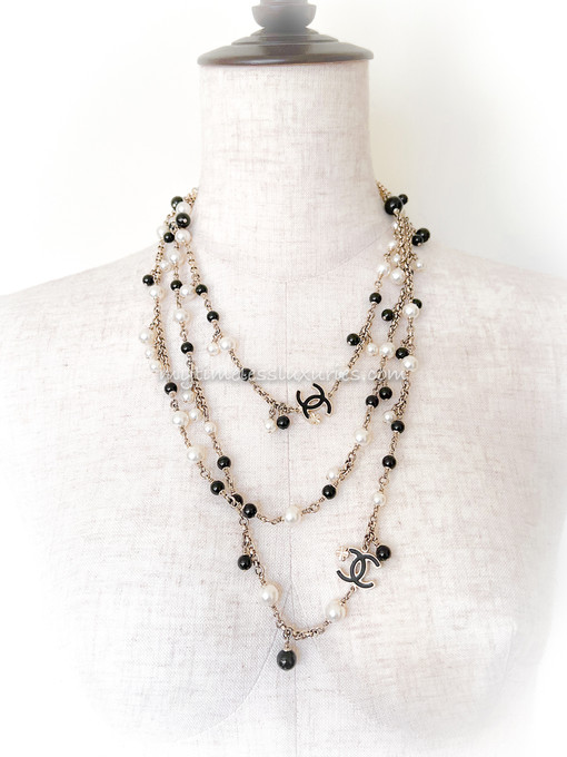 CHANEL Extra Long Pearl Necklace Clover CC 6 88060.1649495619