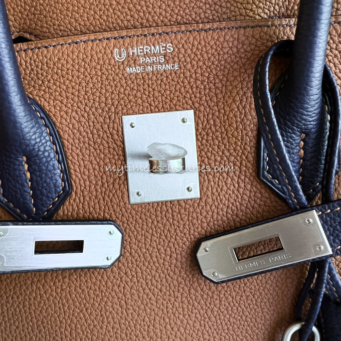 Hermès Horseshoe Stamp (HSS) Bicolor Bleu Nuit and Vermillion Birkin 35cm  of Togo Leather with Gold Hardware, Handbags & Accessories Online, Ecommerce Retail