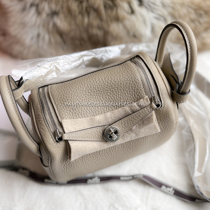 HERMES Mini Lindy Clemence Gris Etain PHW *New - Timeless Luxuries