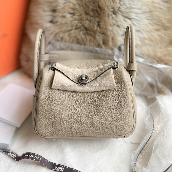 HERMES Mini Lindy Etoupe Clemence PHW *New - Timeless Luxuries