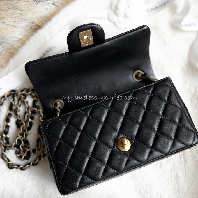 Chanel Classic Mini rectangular bag black lambskin