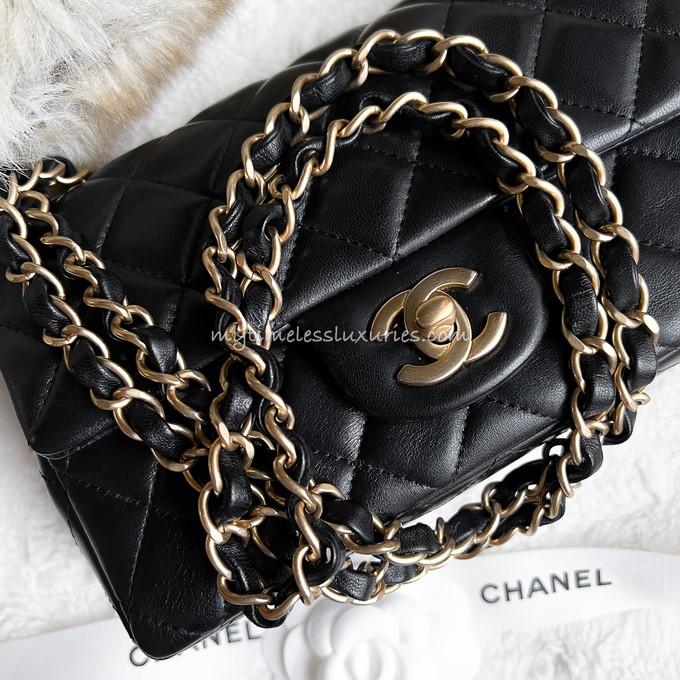 Chanel Mini Rectangular flap bag silver lambskin