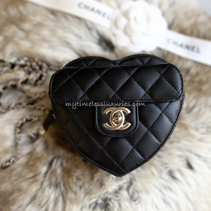 CHANEL 22S Black 'CC in Love' Heart Bag - Timeless Luxuries