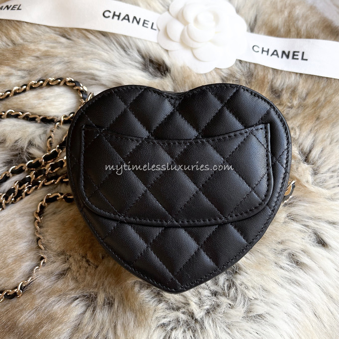 Chanel Heart Clutch With Chain 22S Black Lambskin in Lambskin