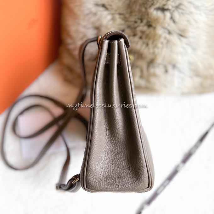 Hermès Kelly 22 Ado Backpack Etain Clemence Palladium Hardware