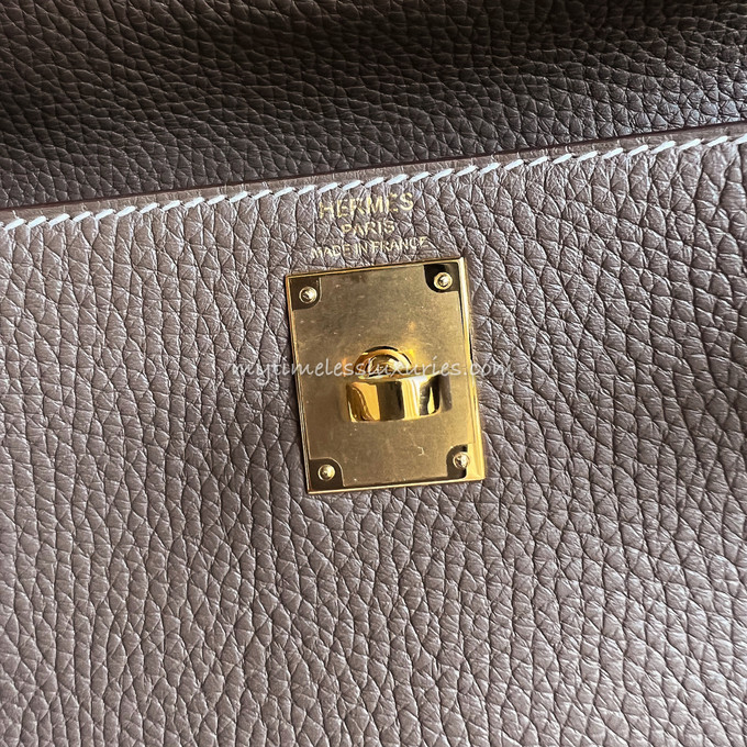 Hermès Kelly 22 Ado Backpack Etain Clemence Palladium Hardware