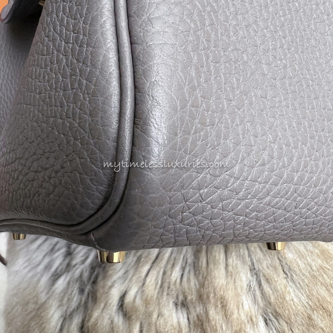 Hermès Hermes Etain Clemence Mini Lindy 20 PHW Grey ref.614474