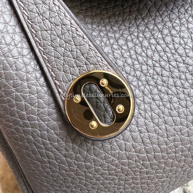 SOLD - Kept Unused - Hermès Mini Lindy Clemence Leather Etain GHW