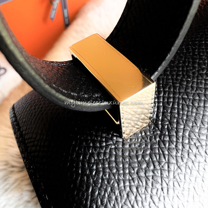 A BLACK EPSOM LEATHER CONSTANCE 24 WITH GOLD HARDWARE