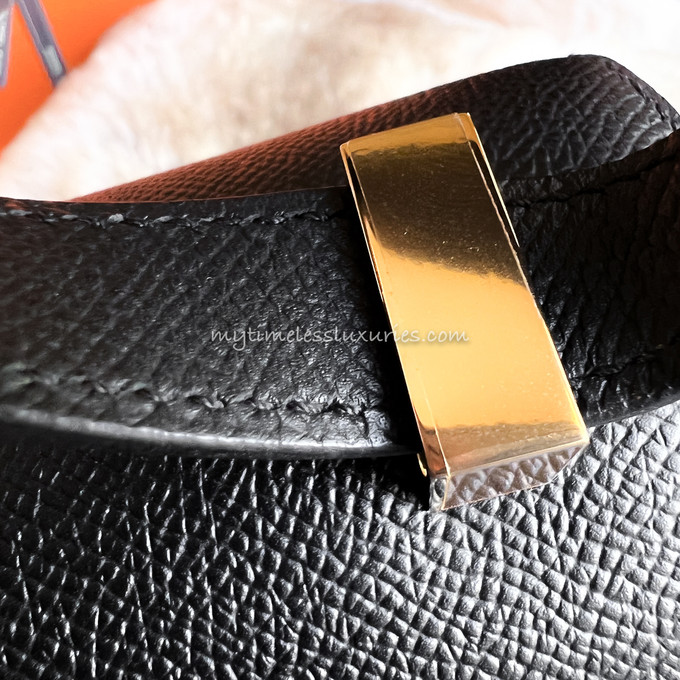 HERMES Constance 24 Noir Epsom Gold Hw - Timeless Luxuries