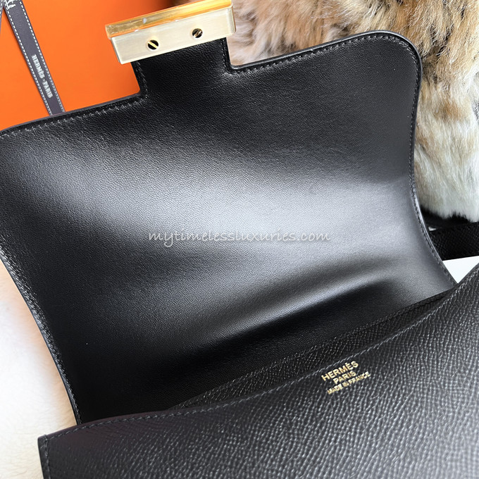 HERMES Constance 24 Noir Epsom Gold Hw - Timeless Luxuries