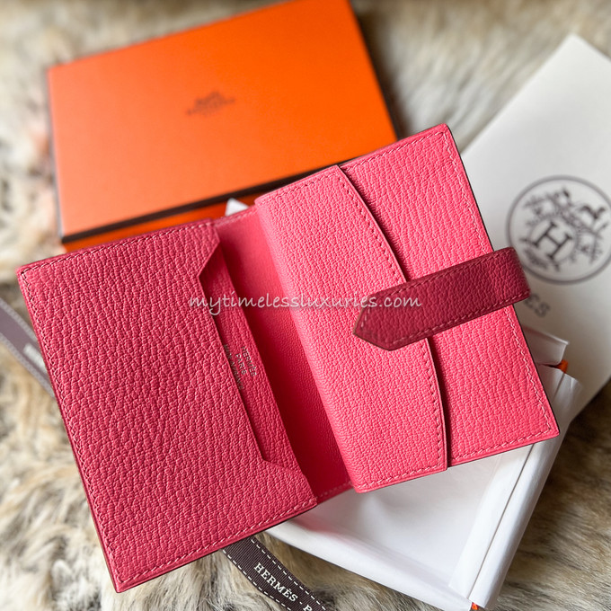 HERMES Rose Lipstick Chevre Bearn Mini Wallet PHW *New - Timeless Luxuries