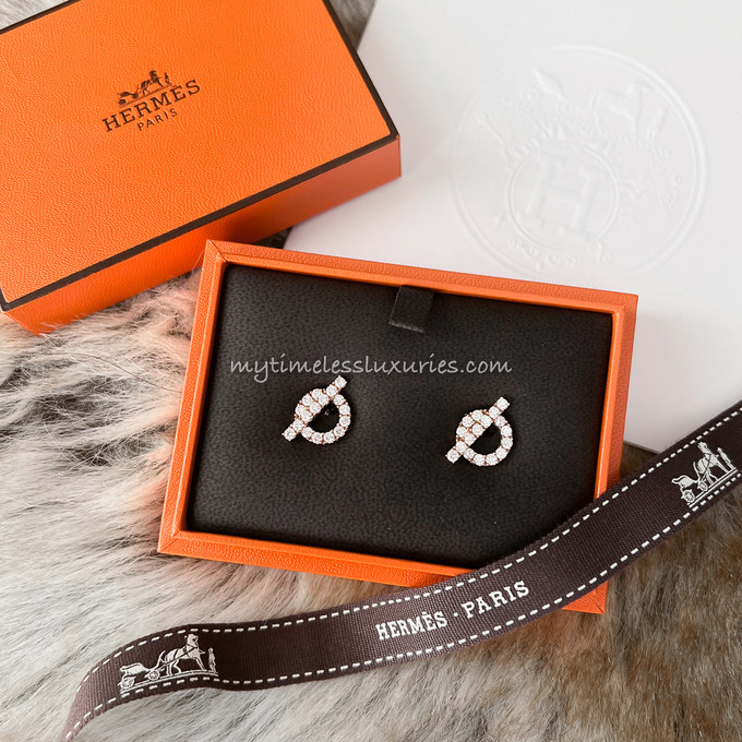 HERMES Finesse Earrings 18K RG Diamonds Timeless Luxuries