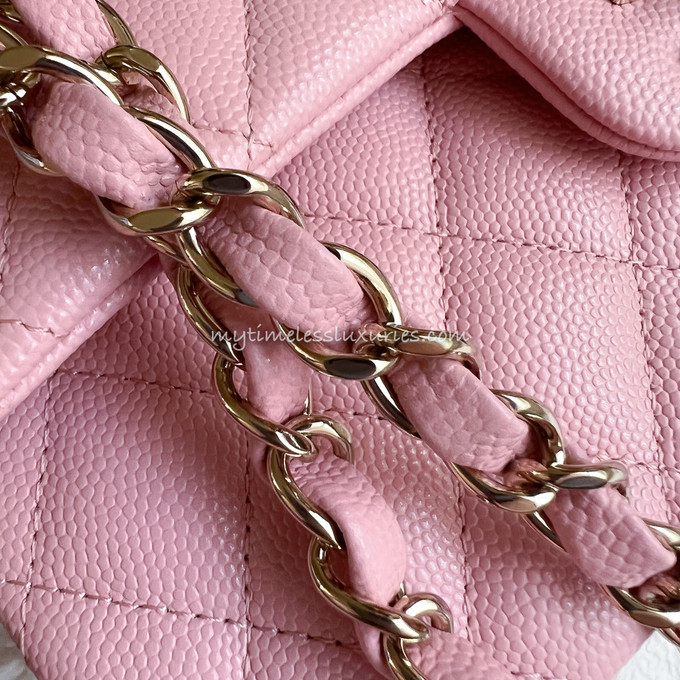 Chanel Small Classic Double Flap Bag Pink Caviar Light Gold Hardware