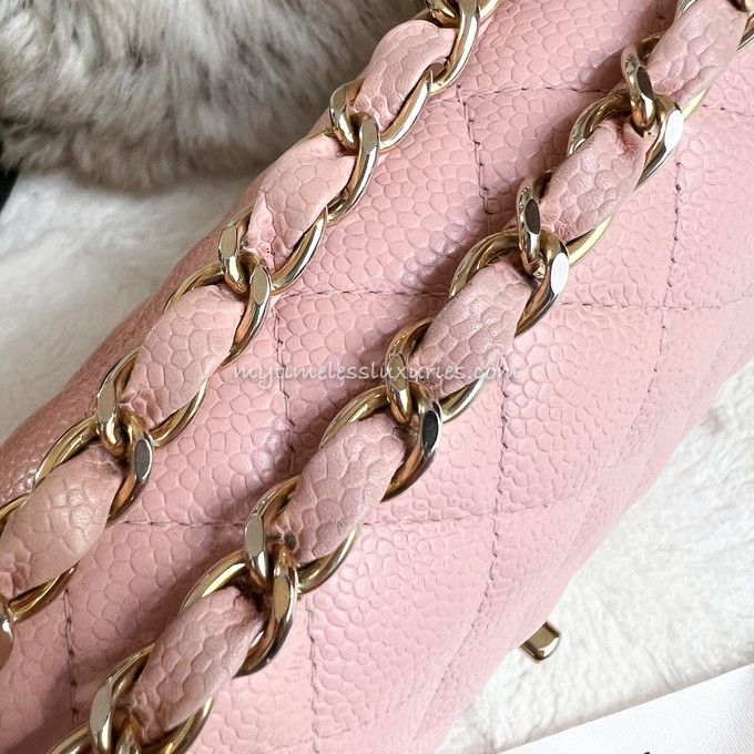 CHANEL Pink Caviar Classic Flap Bag GHW #865xxxxx - Timeless Luxuries