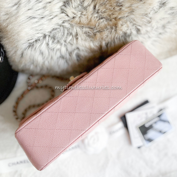 CHANEL Pink Caviar Classic Flap Bag GHW #865xxxxx - Timeless Luxuries