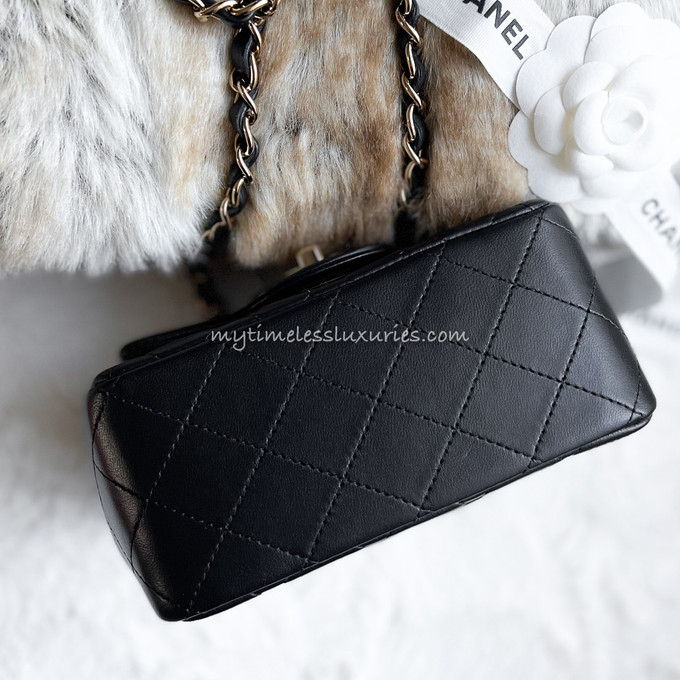 CHANEL Black Lambskin Square Mini Flap Bag LGHW - Timeless Luxuries