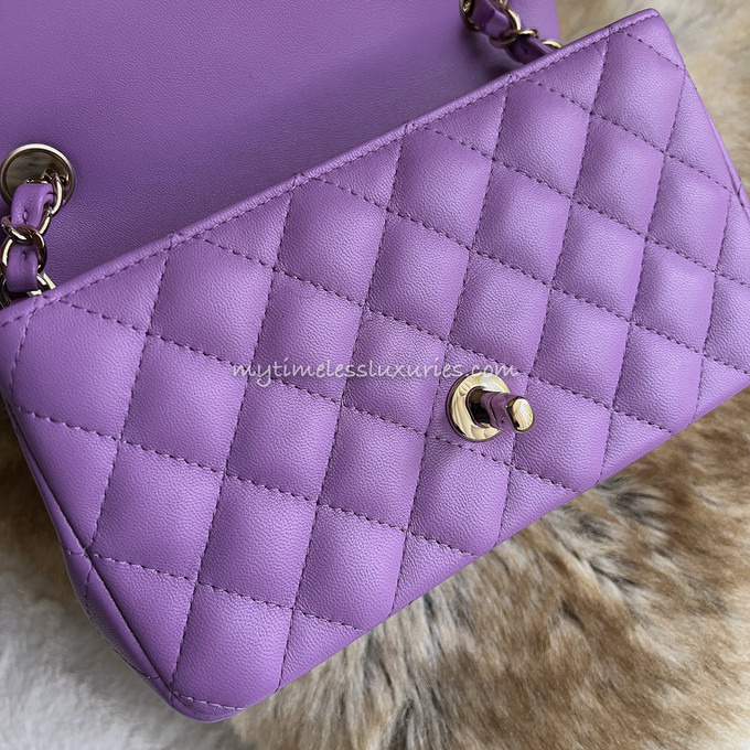 CHANEL 22S Purple Mini Rectangular Flap Bag LGHW *New - Timeless