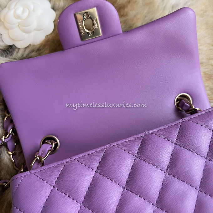 CHANEL 22S Purple Caviar Small Classic Flap LGHW *New - Timeless Luxuries