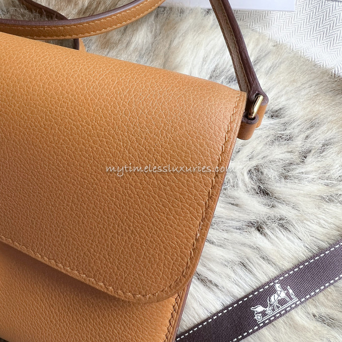 HERMES 2022 Constance Long To Go Caramel Evercolor GHW - Timeless