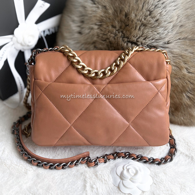 CHANEL 21K Caramel Small 19 Flap Bag Mix Hw - Timeless Luxuries