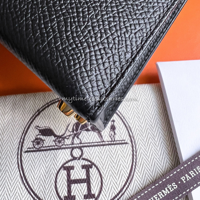 Hermes mini Kelly II noir GHW Epsom, Luxury, Bags & Wallets on Carousell