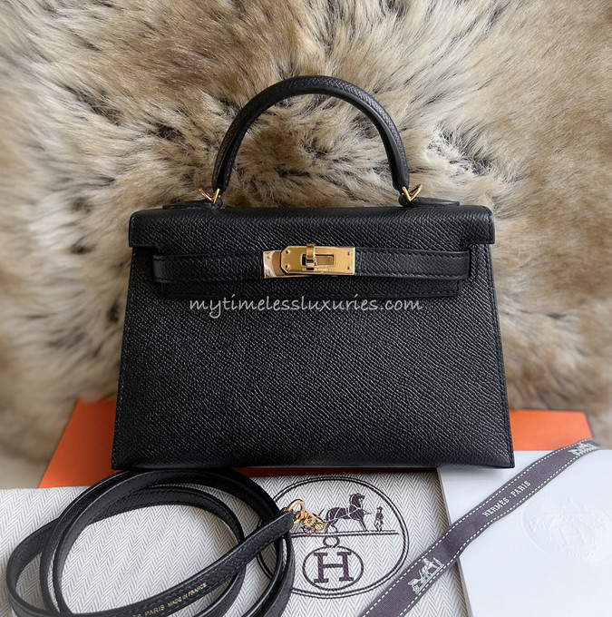 Hermes Kelly II Mini Bag Epsom Leather Gold Hardware In Grey