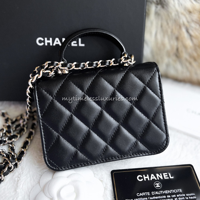 CHANEL 21K Micro Flap Bag w/ Top Handle & Chain *New - Timeless Luxuries