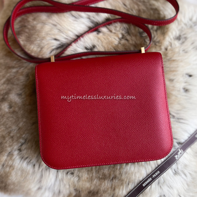 HERMES Constance 18 HSS Rouge Casaque/ Craie GHW - Timeless Luxuries