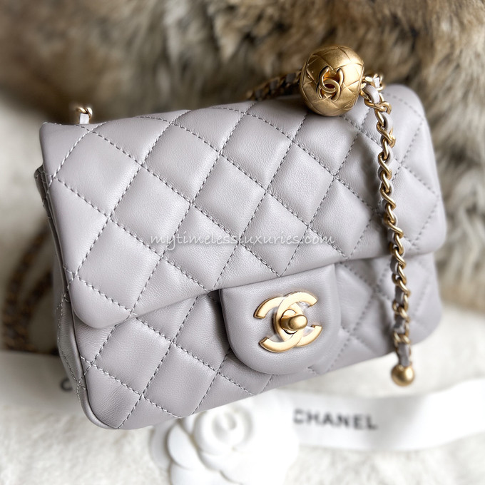 Chanel Purple Pearl Crush Square Mini Flap Antique Gold Hardware – Madison  Avenue Couture