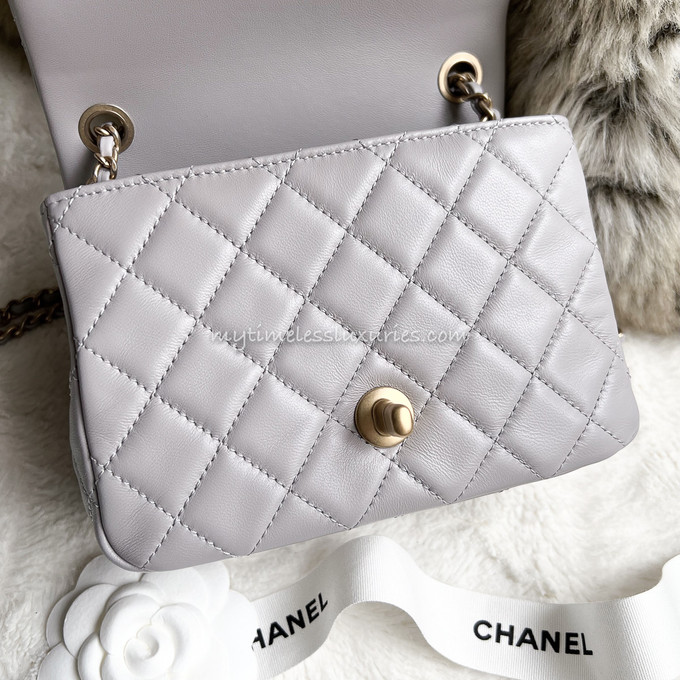 CHANEL 22B Grey Pearl Crush Rectangular Mini Flap *New - Timeless Luxuries