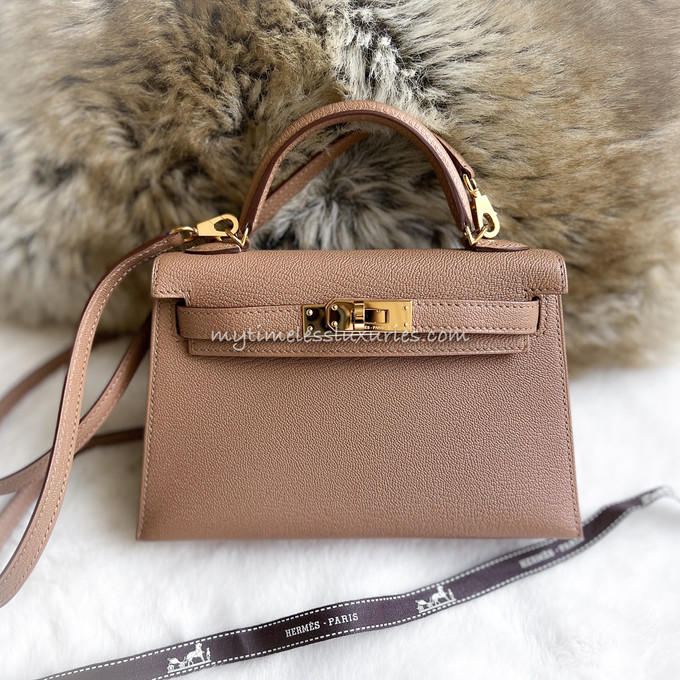 HERMES Mini Kelly II Quebracho Chèvre Mysore GHW - Timeless Luxuries