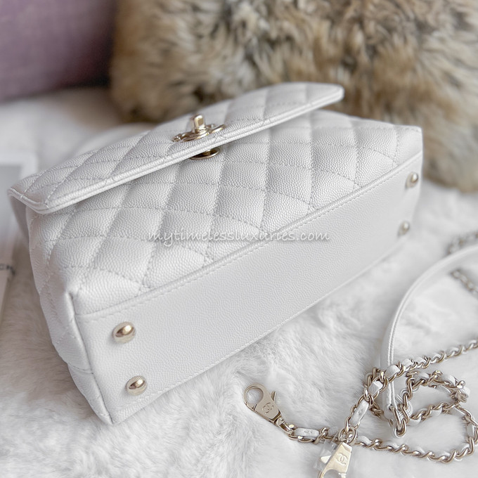 Chanel Timeless Handle Small Caviar White