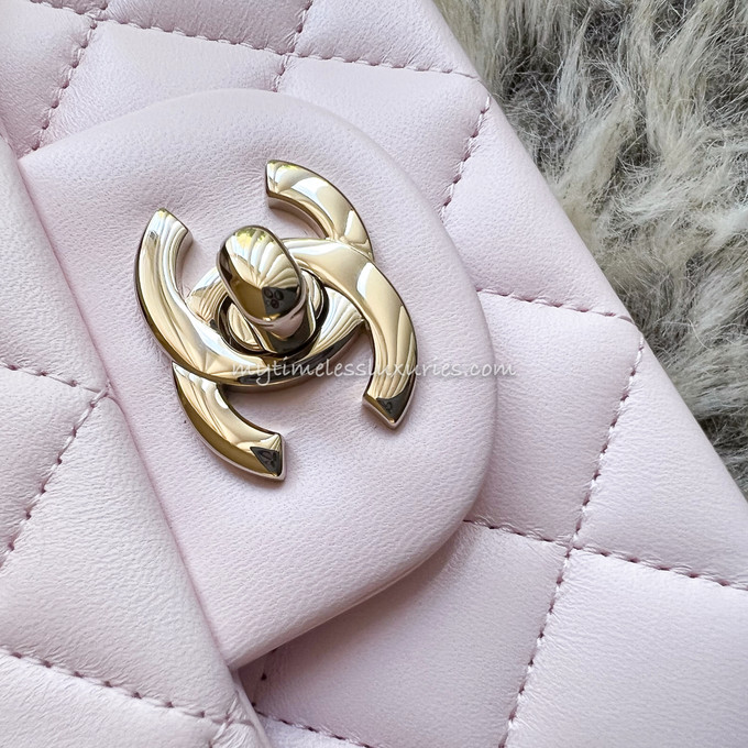 CHANEL 22P Lt Pink Mini Top Handle LGHW *New - Timeless Luxuries