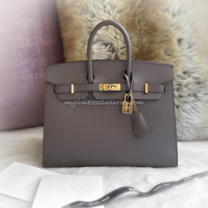 HERMES Birkin 25 Sellier Gris Etain GHW Z - Timeless Luxuries