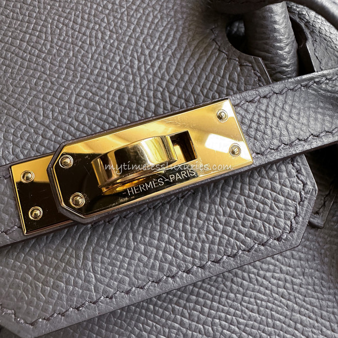 Hermes Birkin Bag 25cm Etain Tin Grey Rose Gold Hardware