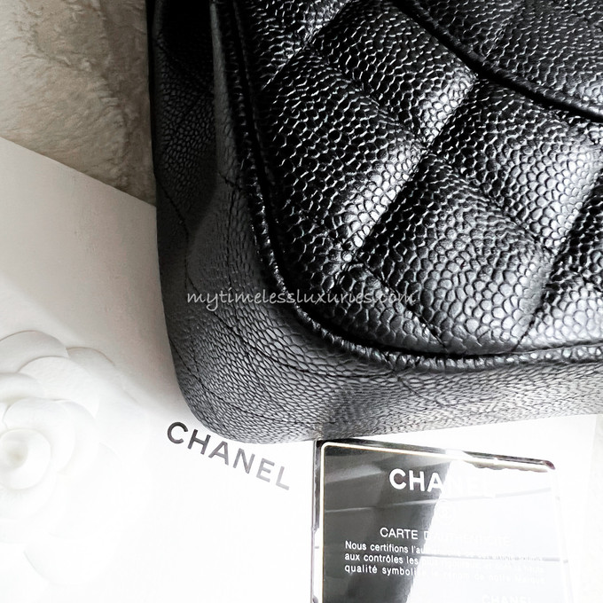 CHANEL Black Caviar Jumbo Classic Double Flap Bag SHW - Timeless