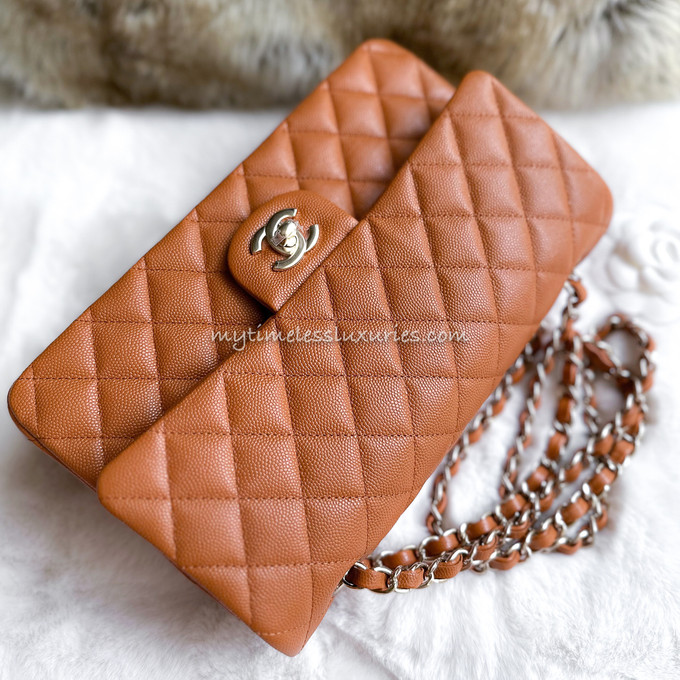 CHANEL 21A Brown Caviar Classic Flap Lt Gold Hw *New - Timeless