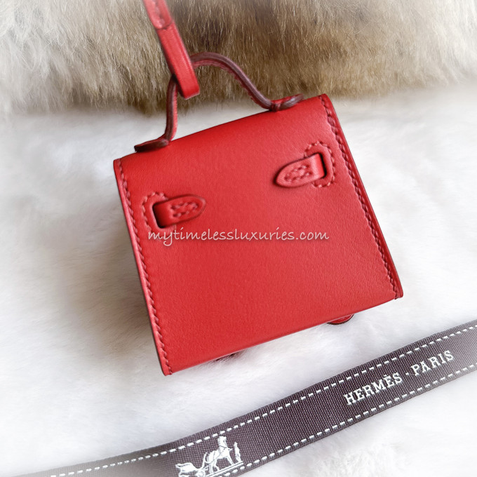 Hermès Micro Kelly Quelle Idole Bag Charm Rose Sakura, Sanguine, Nata