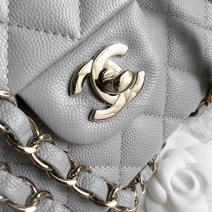 Chanel Classic Small Double Flap, 21A Grey Caviar Leather with Gold  Hardware, New In Box WA001