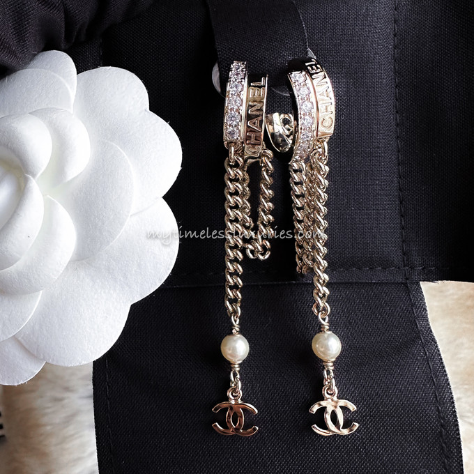 CHANEL 22B Drop Earrings Crystals & Pearls *New - Timeless Luxuries