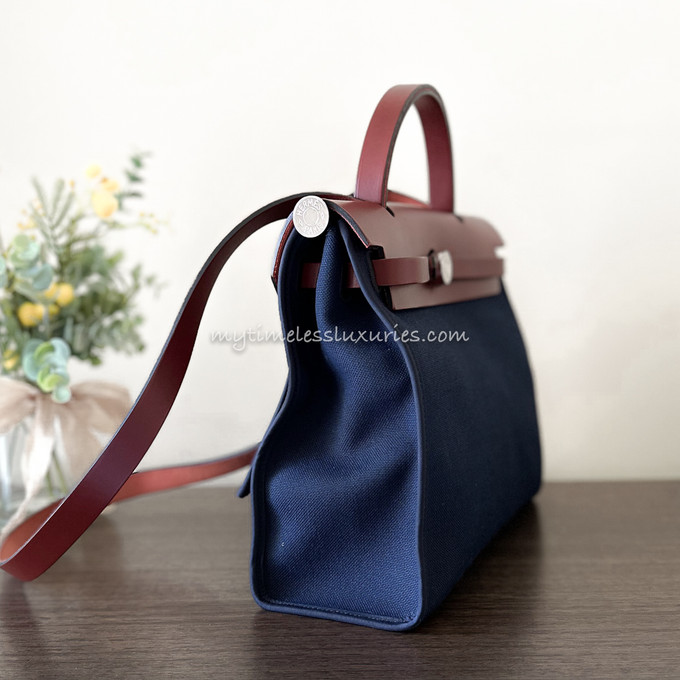 Hermès Herbag Zip 31 in Blue Canvas and Leather ref.530754 - Joli Closet