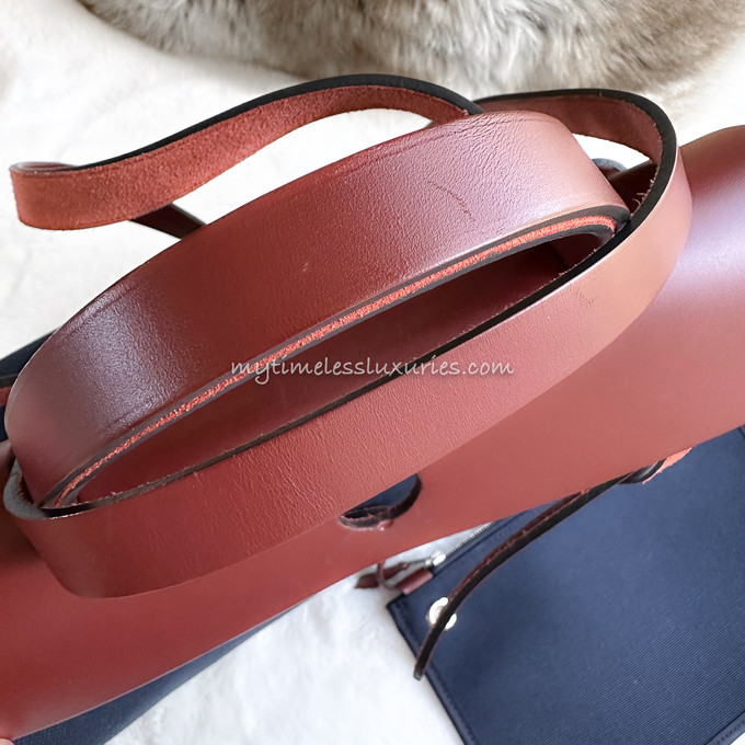 Hermès Hermès Herbag Zip 31 Canvas Handbag-Beige/Berry Red