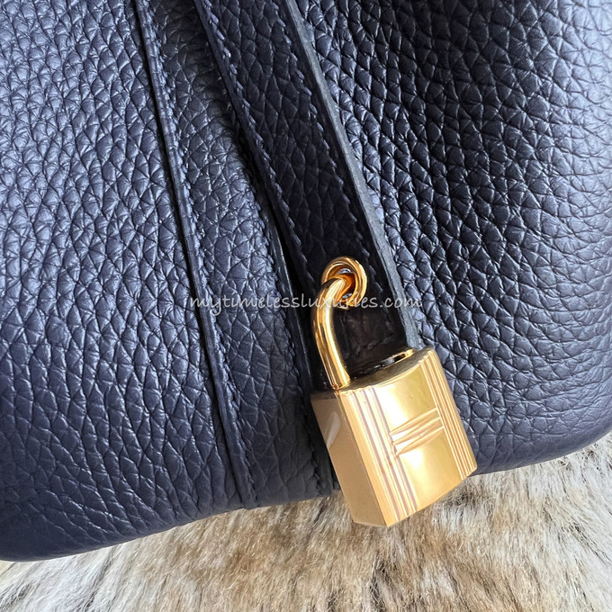 Hermes Picotin Lock 18 Casaque Bleu Nuit and Vert Cypress Clemence