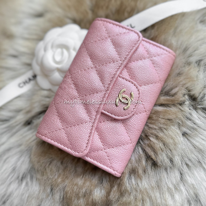 CHANEL 19S Iridescent Pink Flap Card Holder *New - Timeless Luxuries