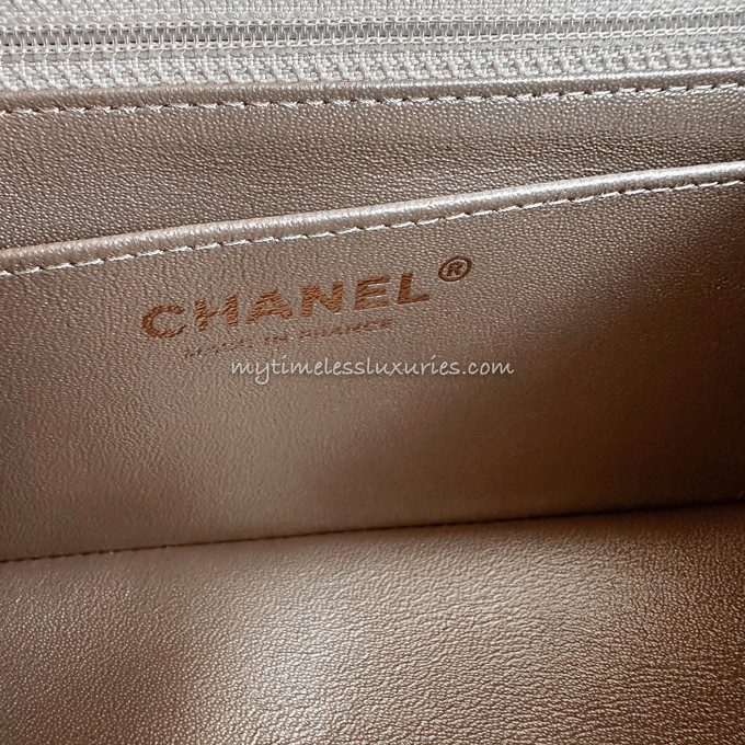 CHANEL 21P Iridescent Gold Mini Flap LGHW - Timeless Luxuries