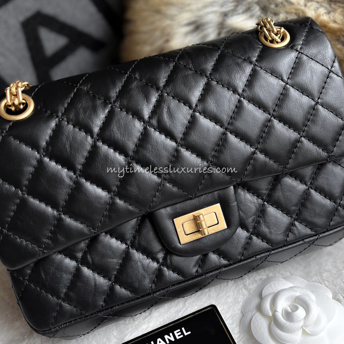 CHANEL Black Aged Calf 2.55 Reissue 225 GHW - Timeless Luxuries